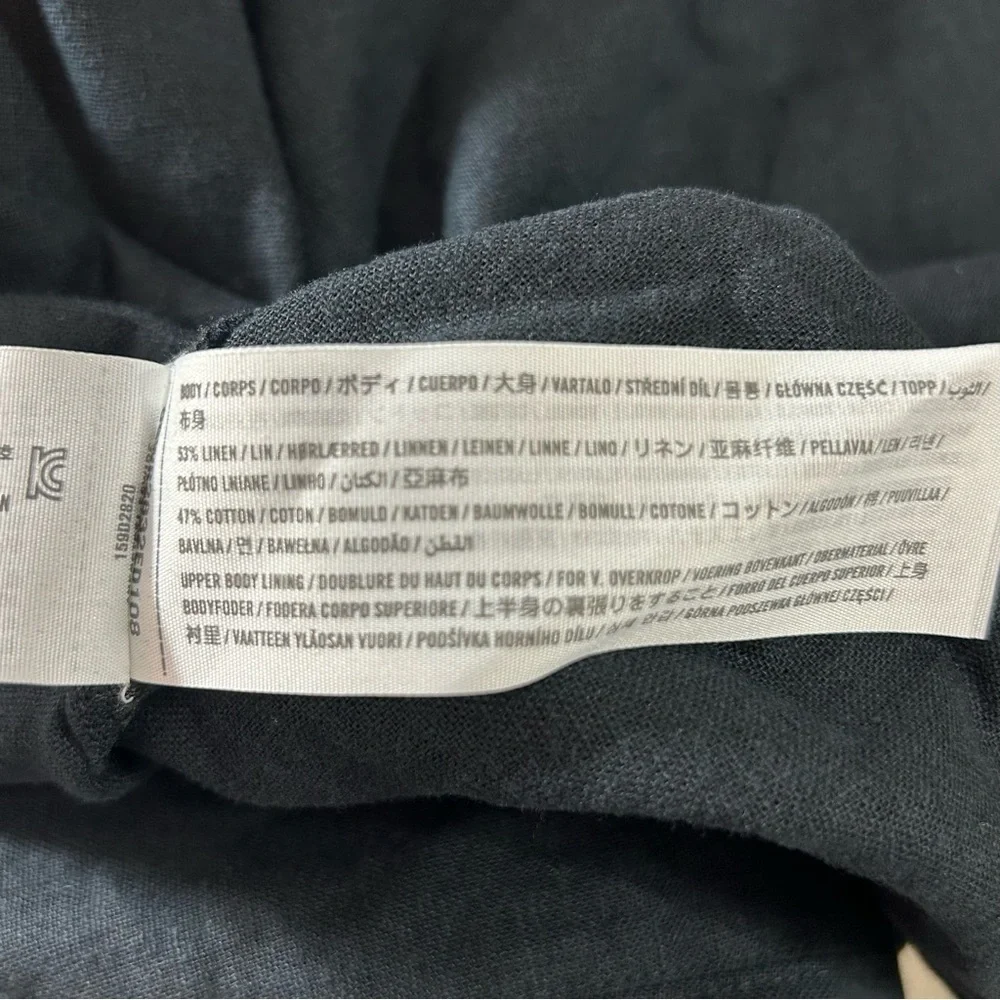 Abercrombie & Fitch Black Maxi Dress Linen & Cotton Adj. Straps Med Petite Y2K